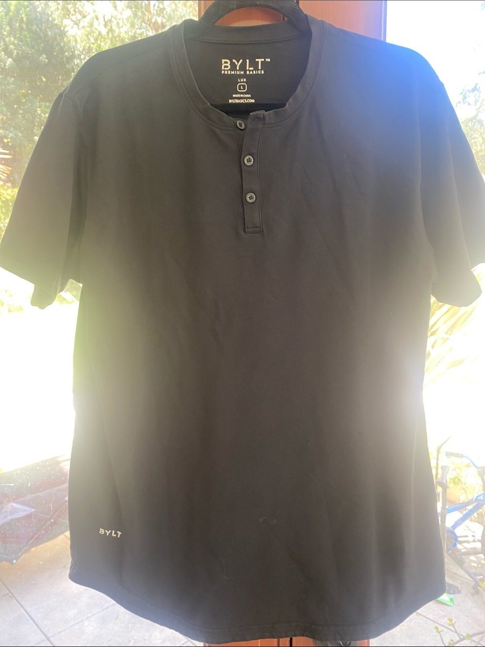 BYLT Basics Black Short-Sleeve Henley Polo